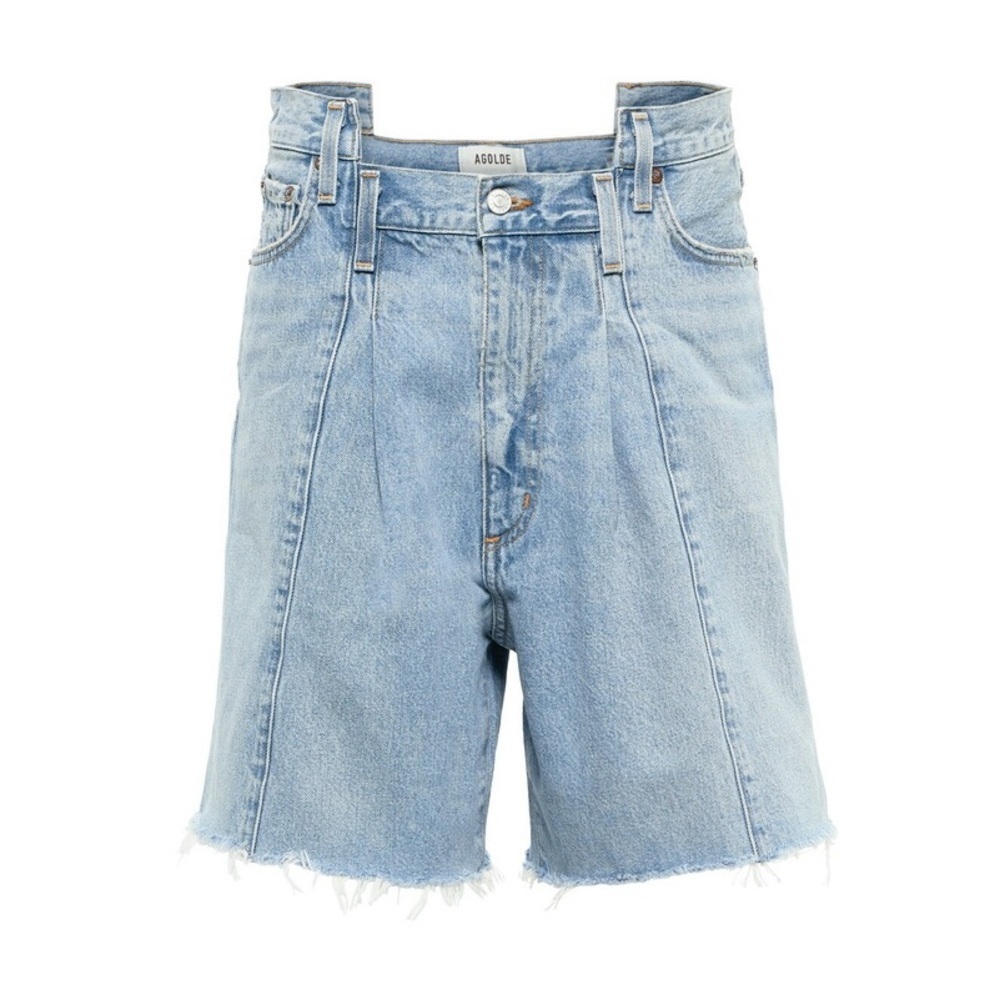 Agolde Faded Light Wash High-Rise Denim Shorts